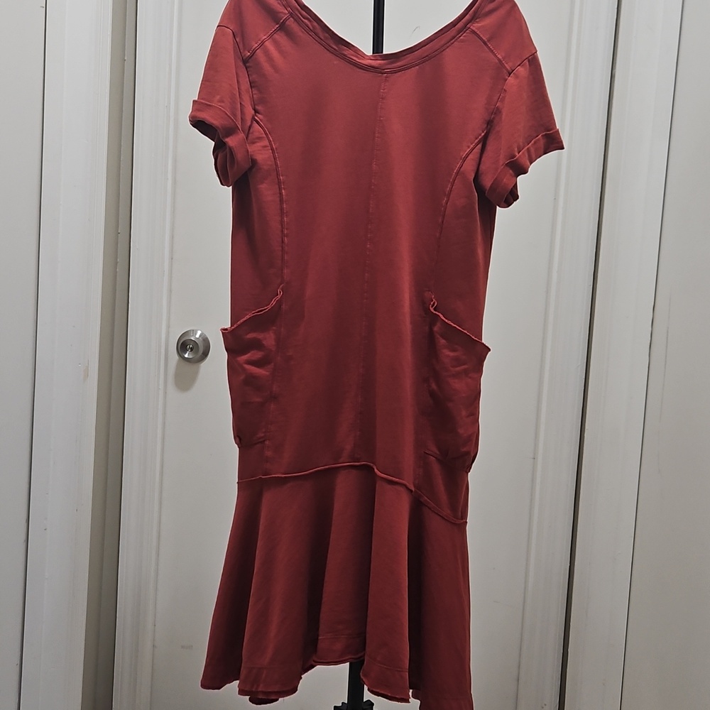 Saturday Sunday Anthropologie Joella Midi Dress Burnt Orange/Rust Color Small.